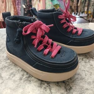 BILLY Kids High-Top Sneakers - Navy and Pink Sz 7
